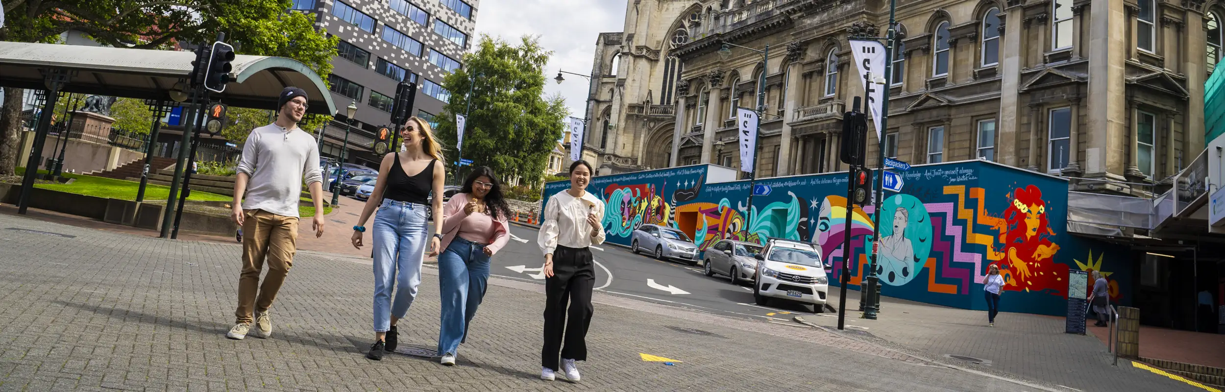 Students walking through the Octagon