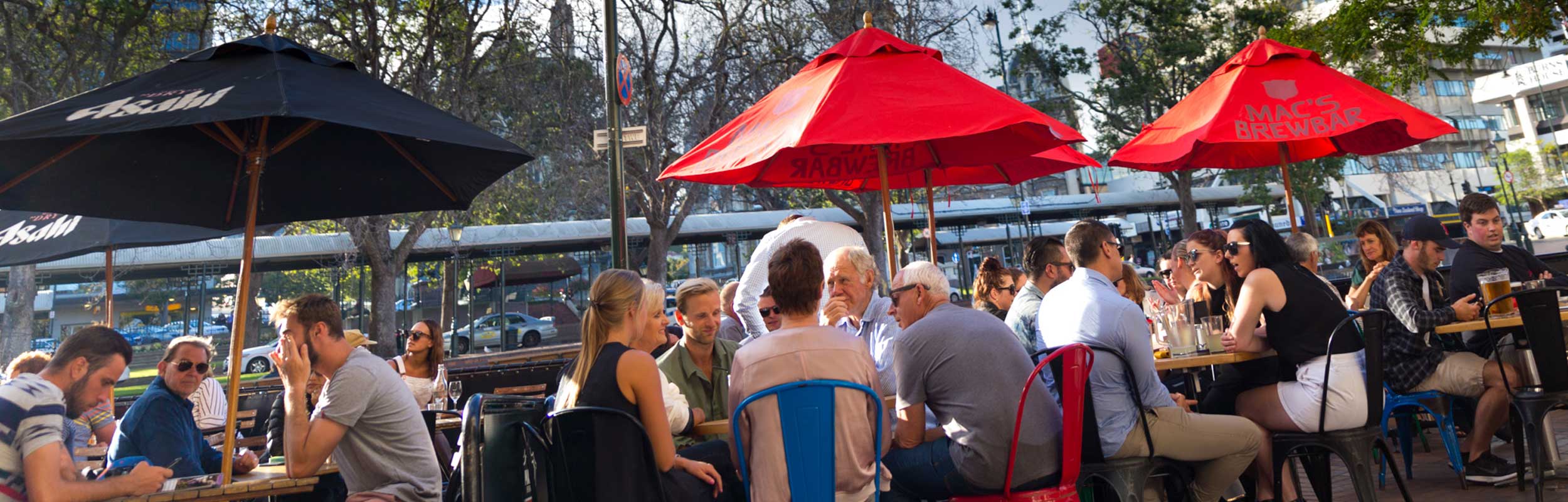 People enjoying a drink in the Octagon