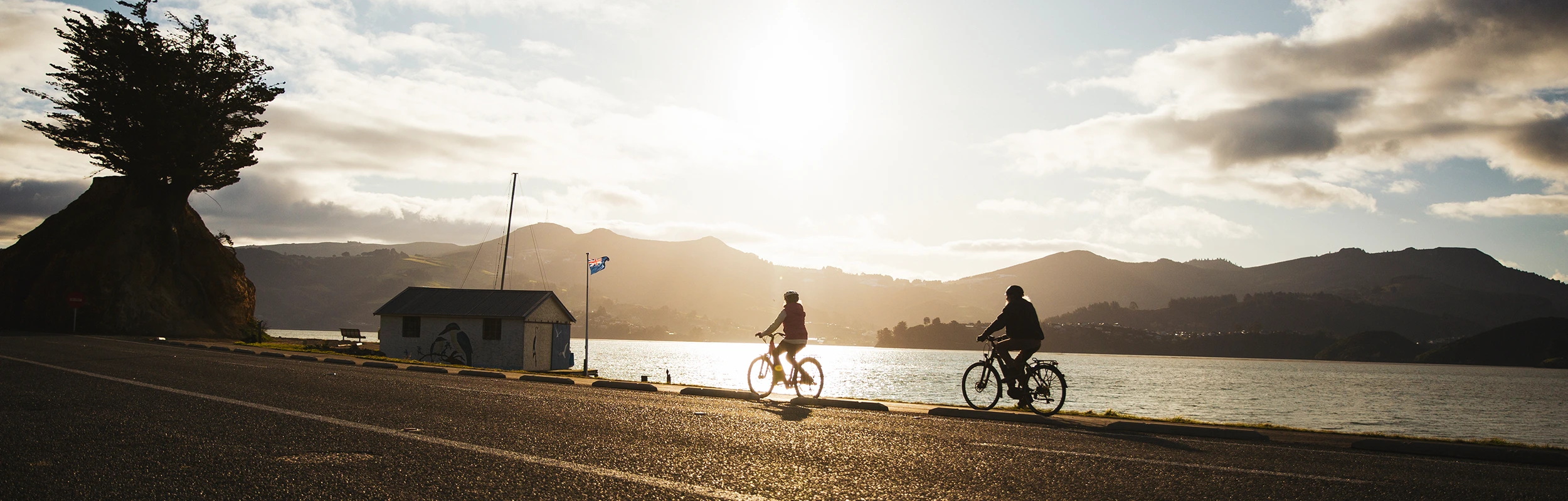 A mountain biker riding over a rock garden