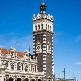 Exterior of the Dunedin Railway Station. 