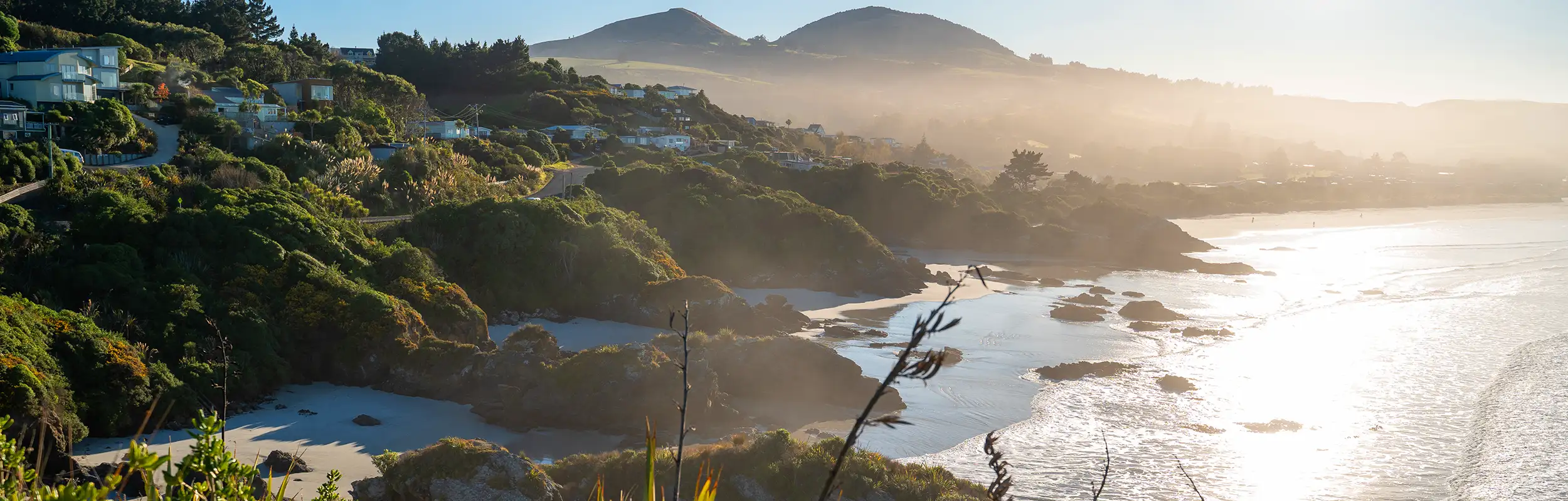 Views of Brighton Beach on a misty day.
