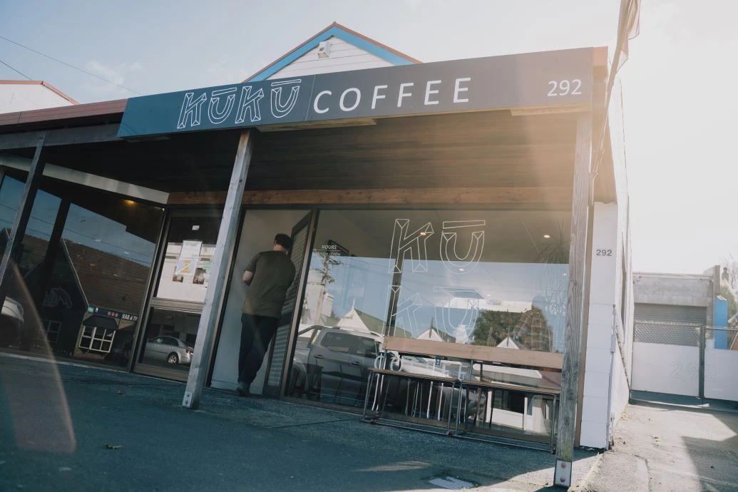 Exterior of Kuku Coffee in Caversham, Dunedin.